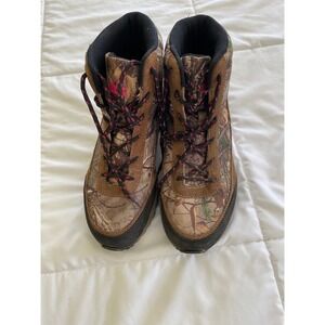 Realtree Girl Hawk Hiking Boots Womens 7.5 Brown Camo Pink Gorpcore Outdoor